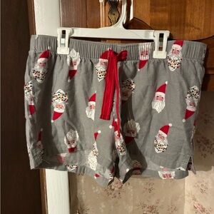Old Navy Gray Santa Print Kids Pajama Bottom Shorts MED Christmas EUC Preowned